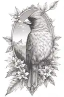 cardinal with matterhorn panorama tattoo design idea