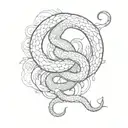 snakes make loop alpha omega tattoo design idea