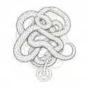 snakes make loop alpha omega tattoo design idea