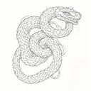 snakes make loop alpha omega tattoo design idea
