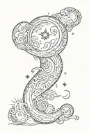 Line type Tattoo, moon, add names “Cecelia” and “Cesar”, add birthday October 2 1967, black and white tattoo design idea