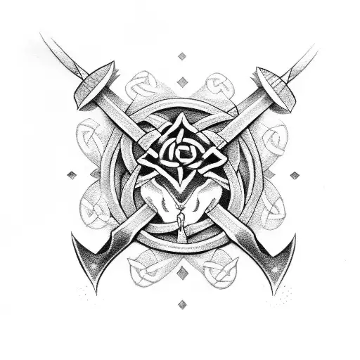 celtic with hatchet and animals tattoo design idea