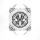 celtic knot with hatchet  tattoo design idea
