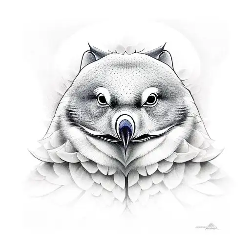 búho con alas abiertas tattoo design idea