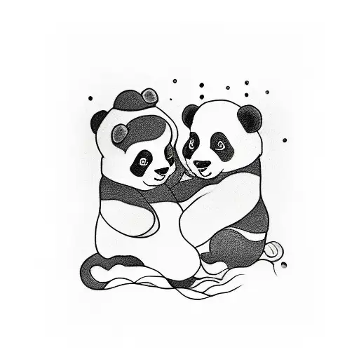 Dessine moi un tatouage avec un bébé panda qui représente mon fils de 4 ans, un bébé kaola qui représente mon fils de 2  tattoo design idea