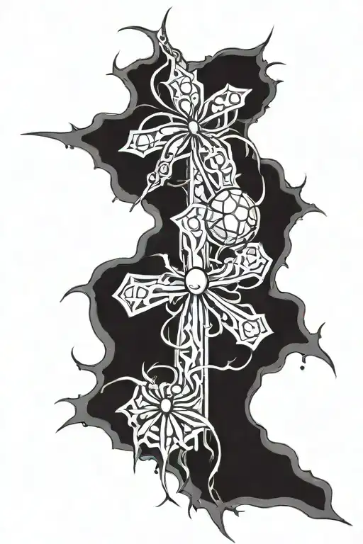 cross with spiders tattoo design idea