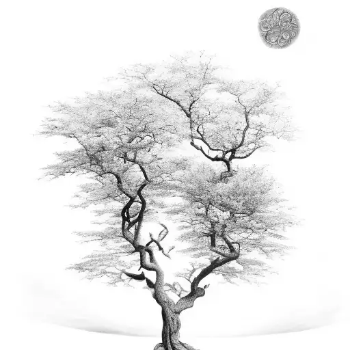 Black and Grey “Tree Of Life” Tattoo Idea - BlackInk AI