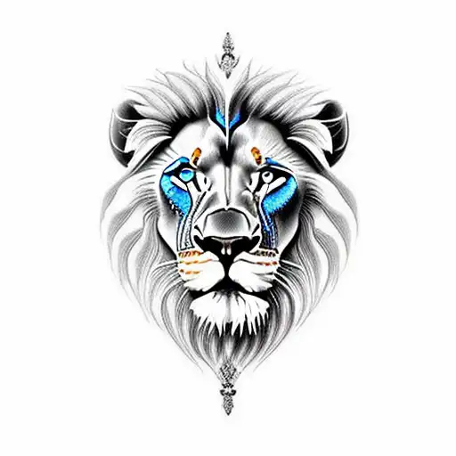 lion with blue eyes tattoo design idea
