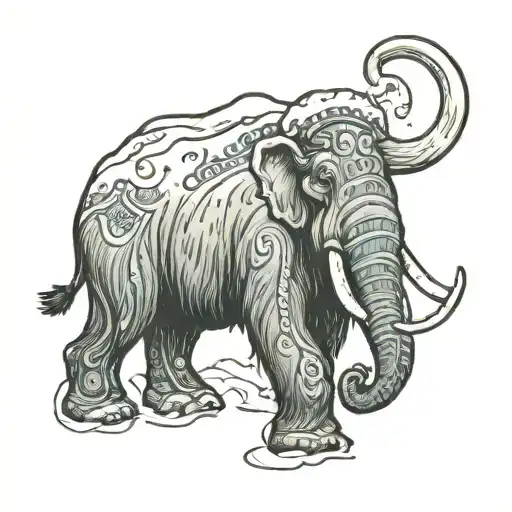 woolly mammoth in snow tattoo design idea