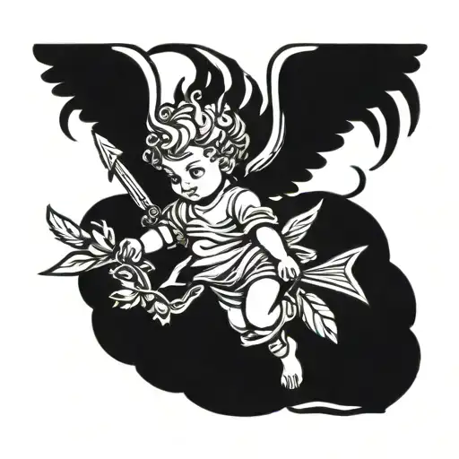 cherub holding M110 SASS tattoo design idea