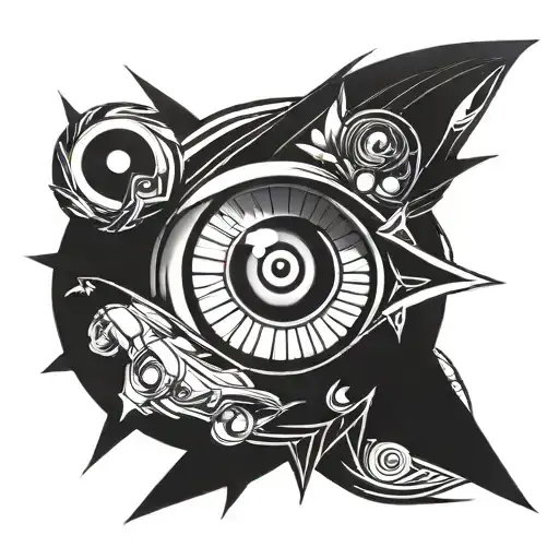 Combine elements of Rinnegan and Sharingan into a unique eye design tattoo design idea