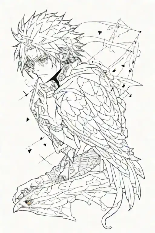 crybaby bird, music notes, nec possum tecum vivere nec sine te, 187, Jujutsu kaisen hands, Tokyo ghoul  tattoo design idea