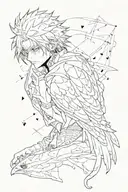 crybaby bird, music notes, nec possum tecum vivere nec sine te, 187, Jujutsu kaisen hands, Tokyo ghoul  tattoo design idea