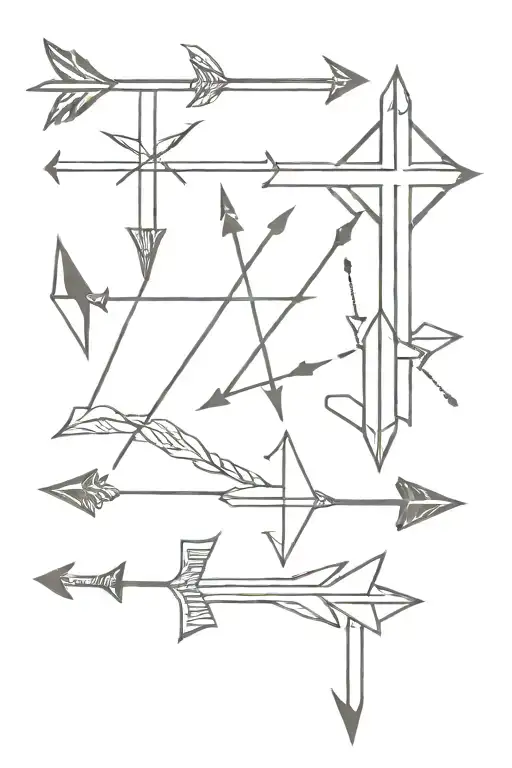 cross plus arrow and family  tattoo design idea