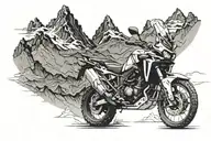 mountains with in the middle an africa twin motorcycle tattoo design idea