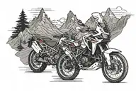 mountains with in the middle an africa twin motorcycle tattoo design idea