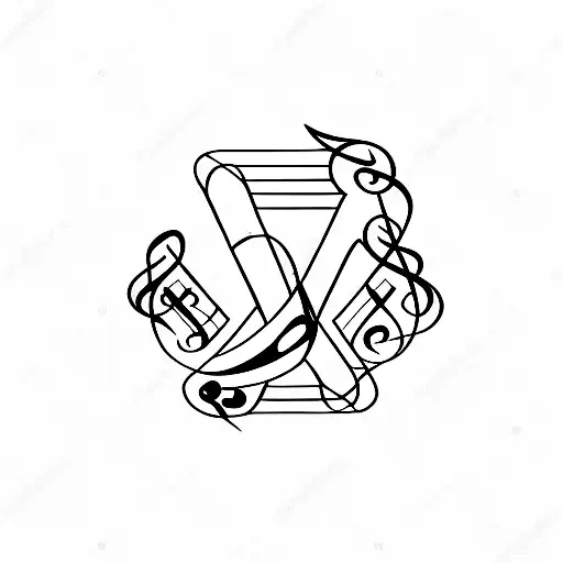 Musical notes intertwined with football symbols tattoo design idea