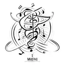 Musical notes intertwined with football symbols tattoo design idea