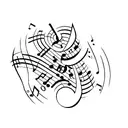 Musical notes intertwined with football symbols tattoo design idea