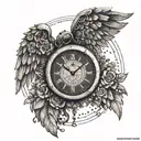 wooden teddy angel wings clock   tattoo design idea