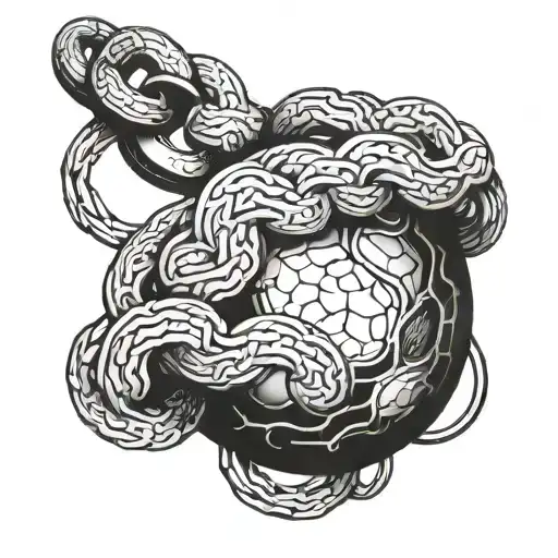 chain ball morphing tattoo design idea