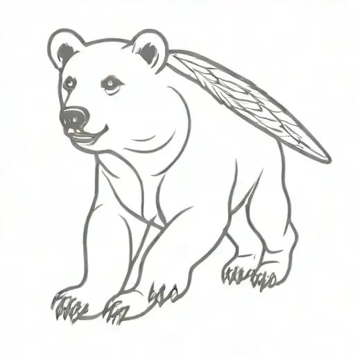 bear cub with wings surrounded tattoo design idea