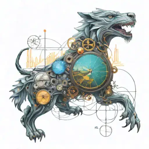 Incorporate symbols of charm and magnetism intertwined with stock market graphs and charts tattoo design idea