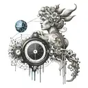 Incorporate symbols of charm and magnetism intertwined with stock market graphs and charts tattoo design idea