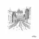 Empty street with a stop light snowing tattoo design idea