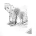 Empty street with a stop light snowing tattoo design idea