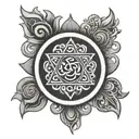 hindu symbol incorporating elements tattoo design idea