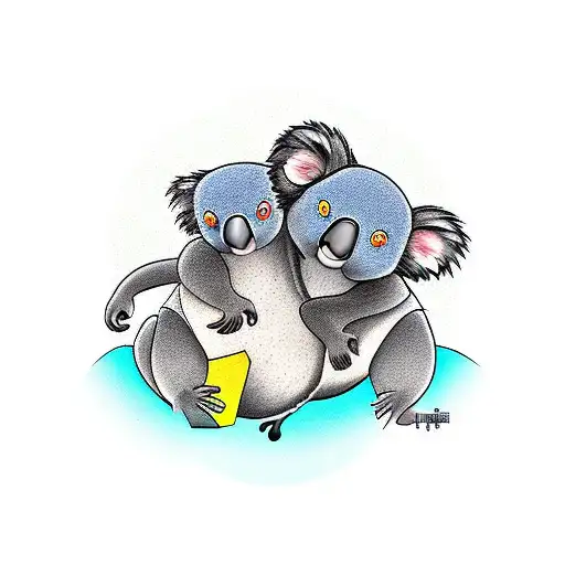 koala and monkey tattoo design idea