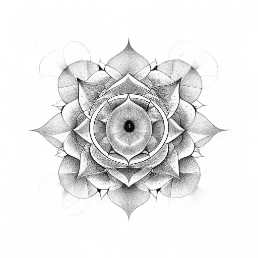 Multiple Flowers with sacred geometry tattoo design idea