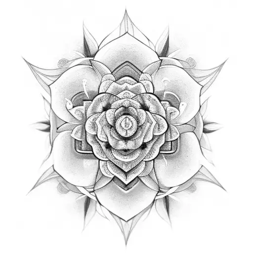 Flowers with sacred geometry tattoo design idea
