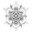Flowers with sacred geometry tattoo design idea