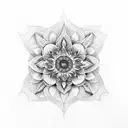 Flowers with sacred geometry tattoo design idea