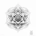 Flowers with sacred geometry tattoo design idea