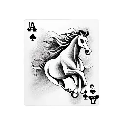 A deck of cards transforming into galloping horses tattoo design idea