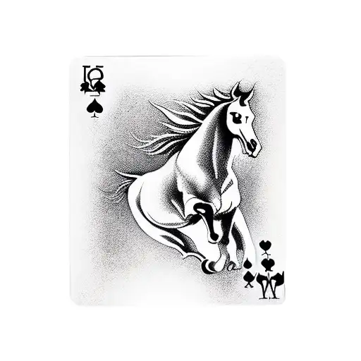 A deck of cards transforming into galloping horses tattoo design idea