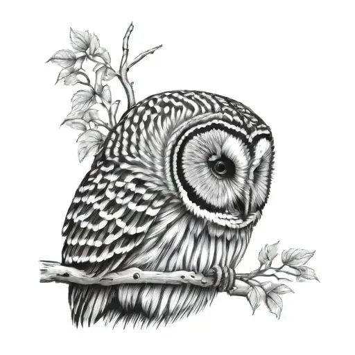 barred owl tattoo design idea