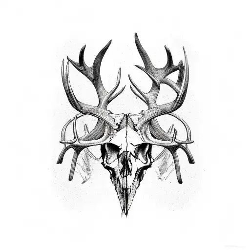 elk antlers and skull  tattoo design idea
