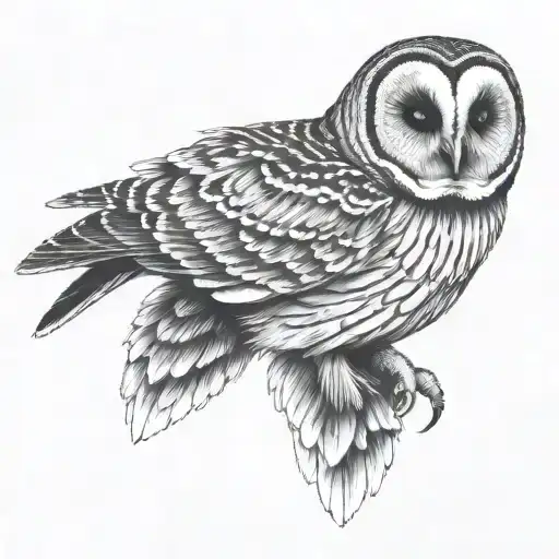 barred owl tattoo design idea