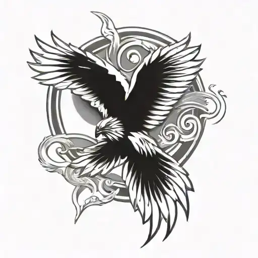 hawk flying tattoo design idea