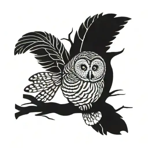 barred owl tattoo design idea