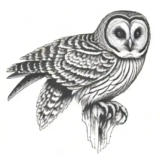 barred owl tattoo design idea