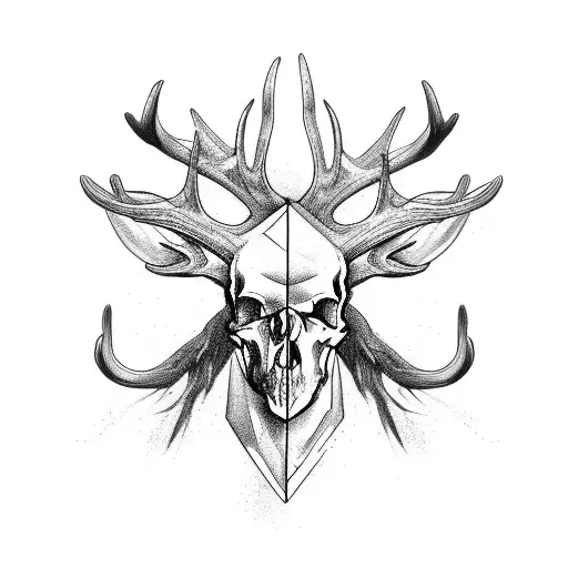elk antlers and skull  tattoo design idea