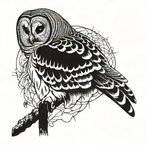 barred owl tattoo design idea