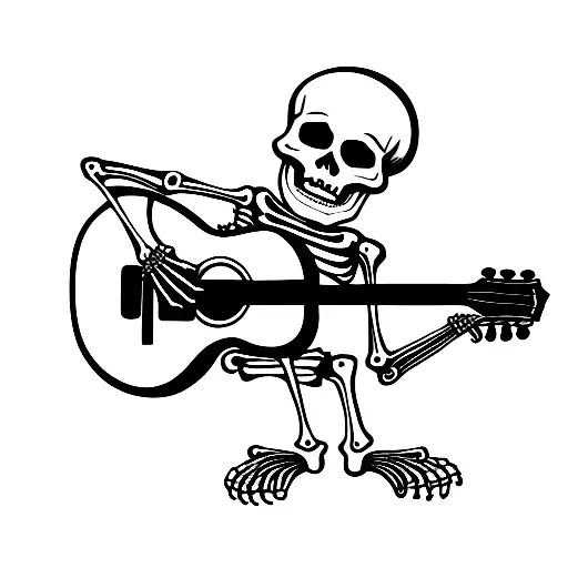 skeleton playing guitar tattoo design idea