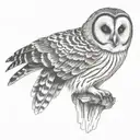 barred owl tattoo design idea