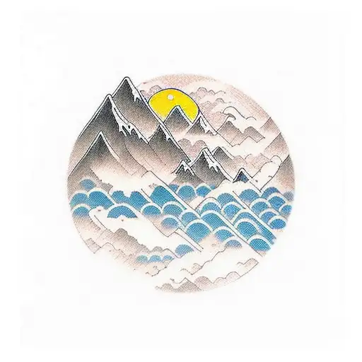 sunset ocean mountains waterfalls undewawater philippines tattoo design idea